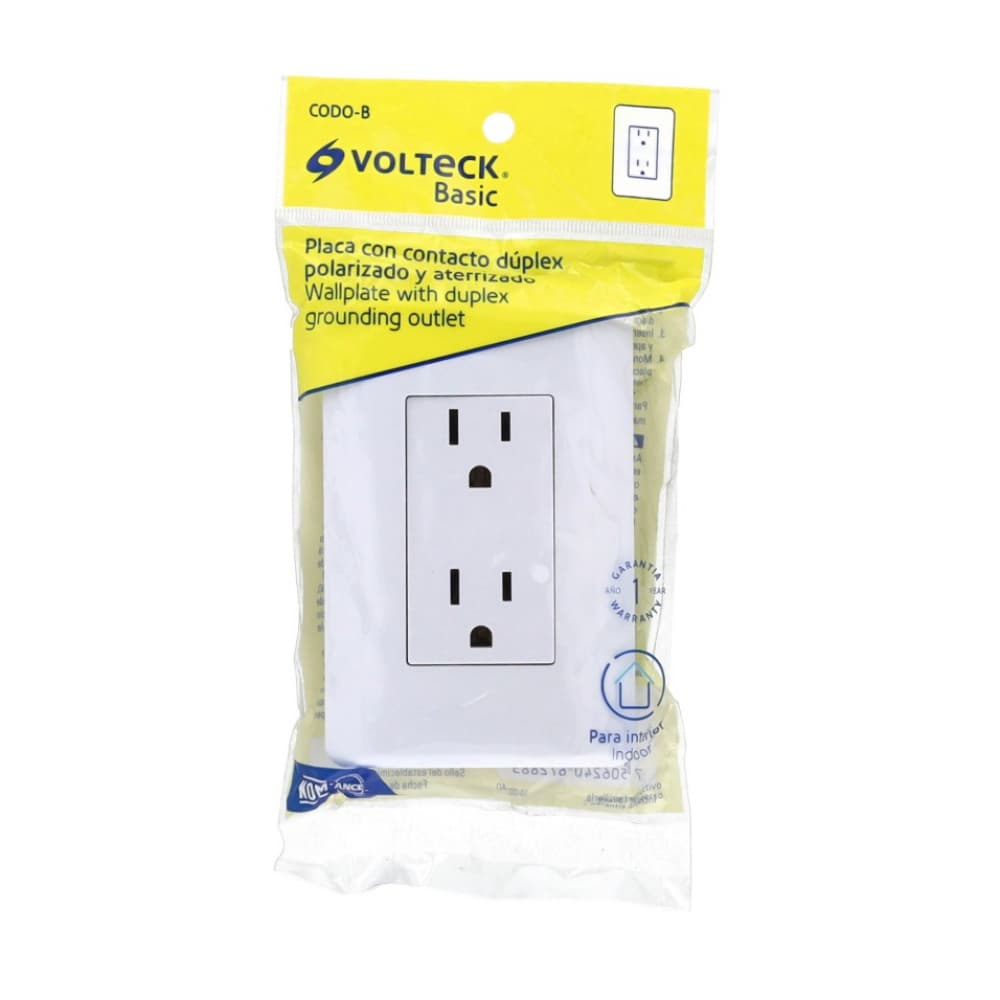 Tomacorriente doble polarizado con conexión a tierra Volteck CODO-B - Miniatura 3