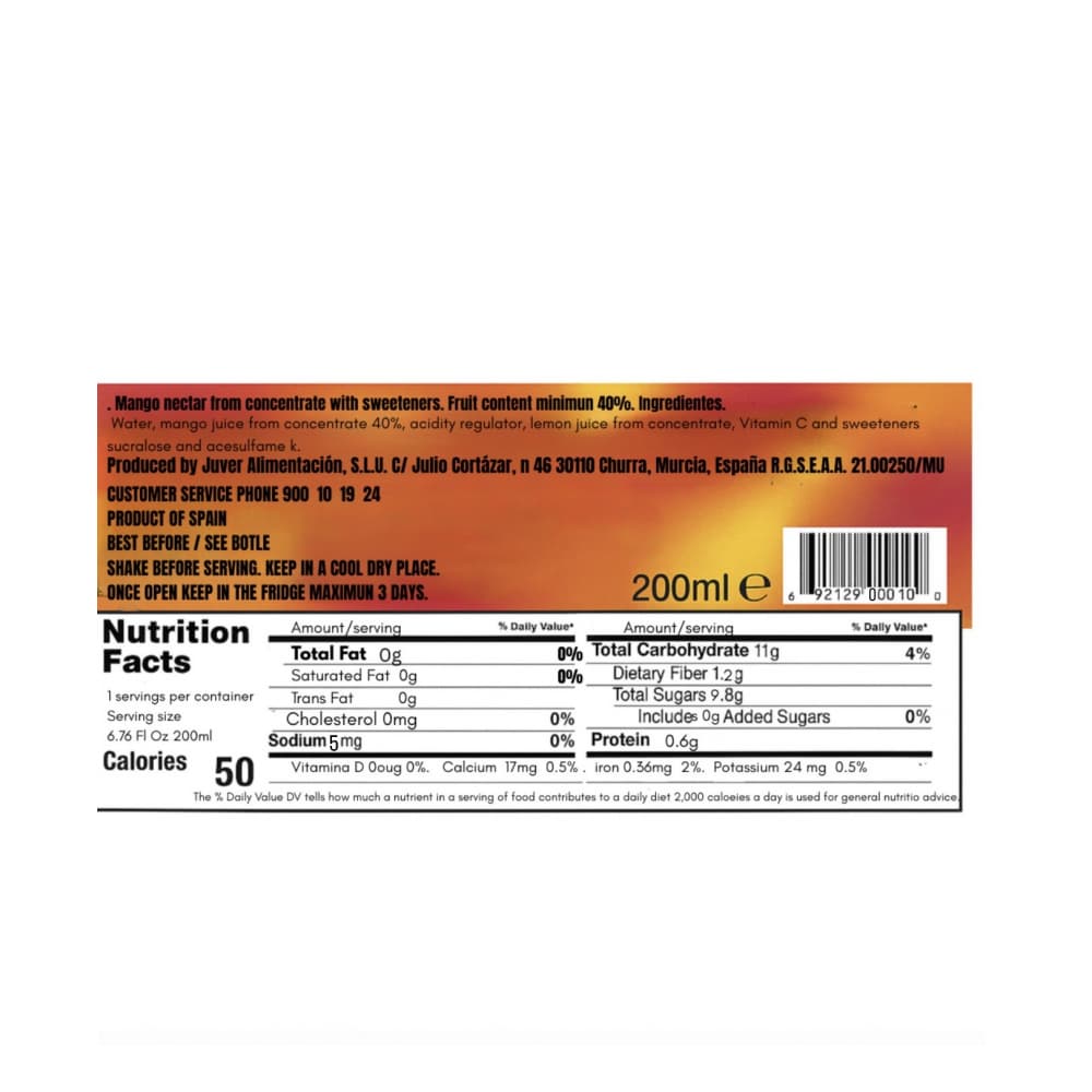 Néctar de mango Juver (200 ml / 6.76 fl oz) - Miniatura 3