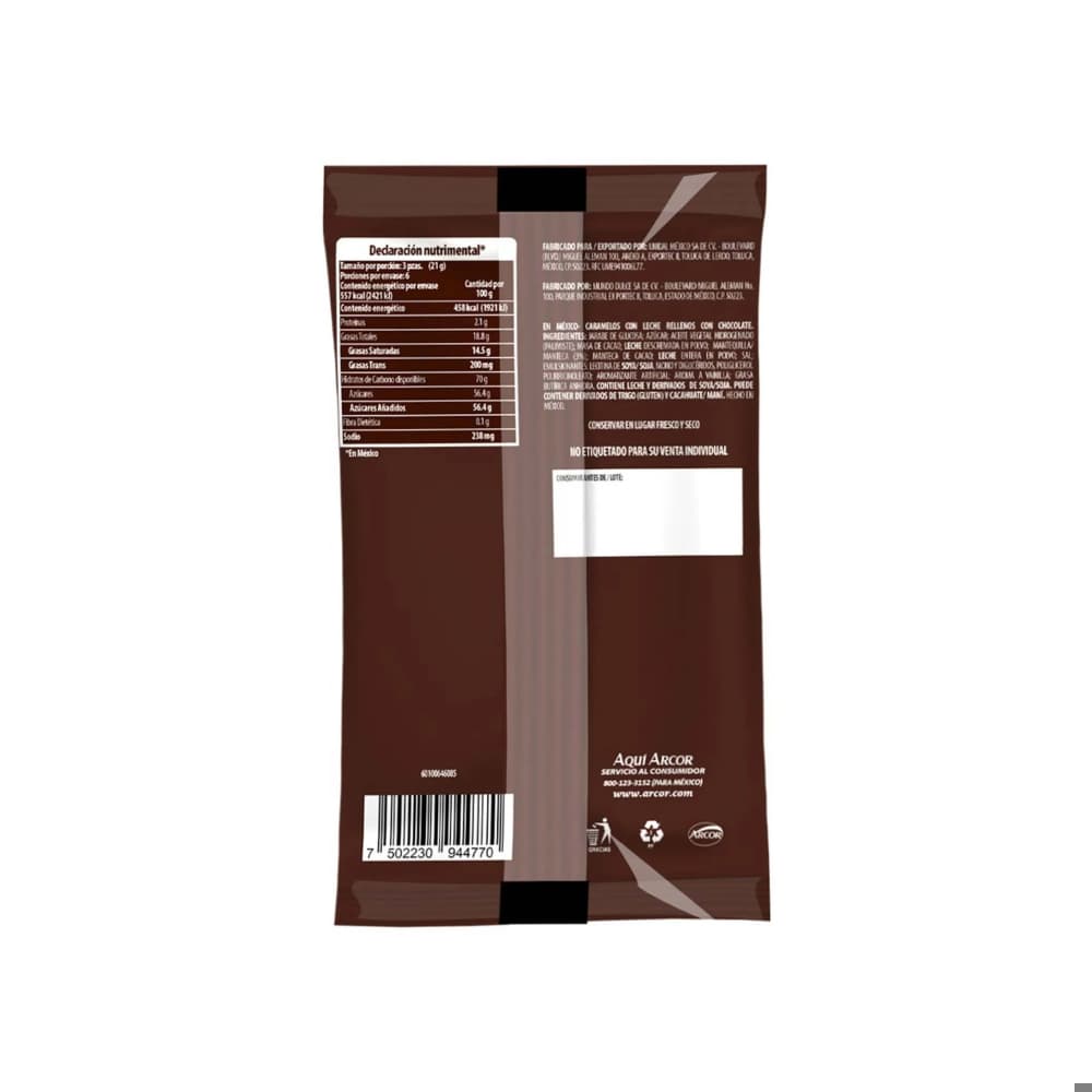 Caramelos con leche rellenos con chocolate Butter Toffees Arcor (126 g / 4.44 oz) - Miniatura 2