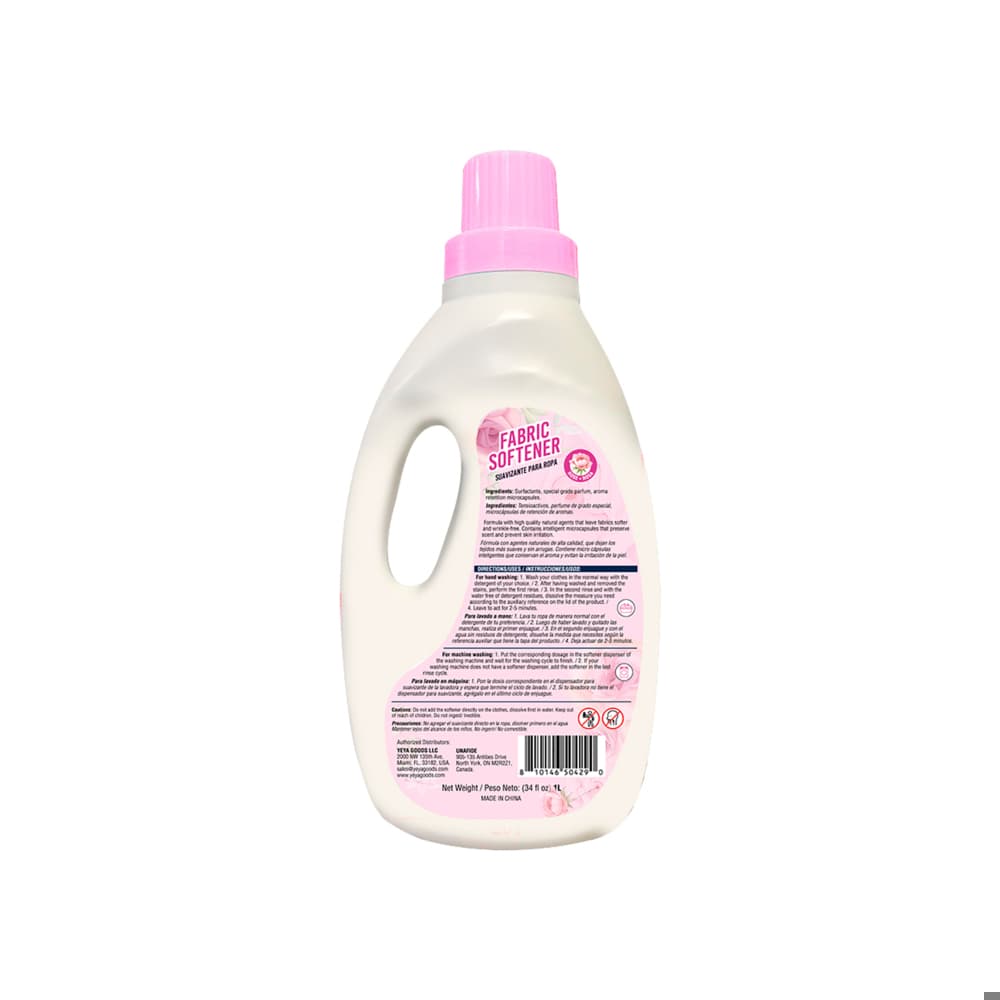 Suavizante para ropa con aroma a rosa YEYA (4 x 1 L) - Miniatura 4