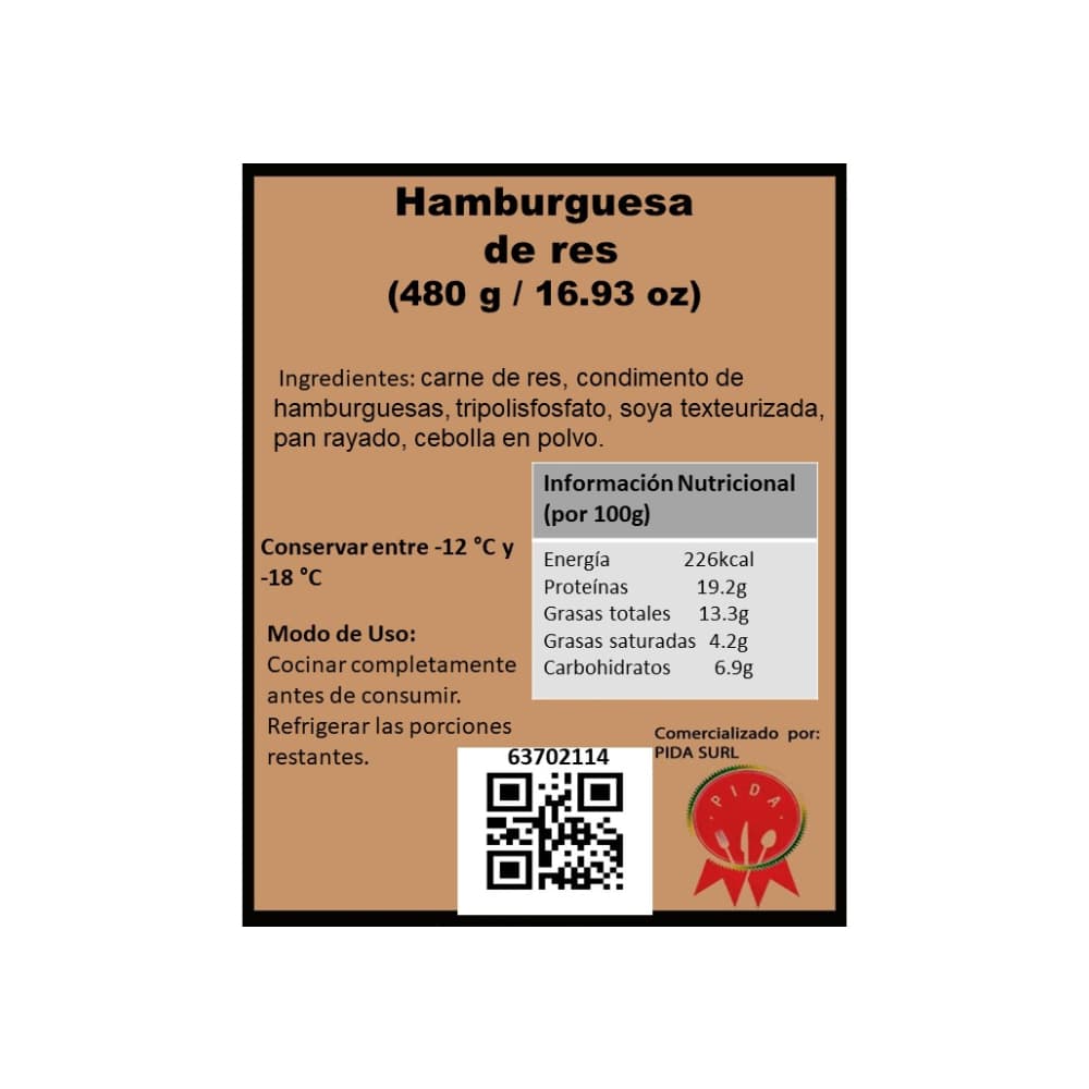 Hamburguesa de res Pida (480 g / 16.93 oz) - Miniatura 2