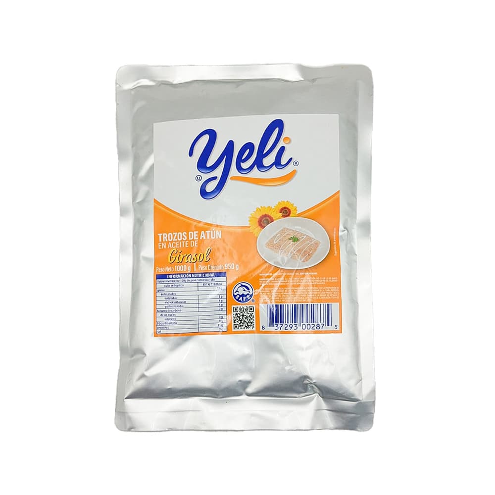 Trozos de atún en aceite de girasol Yeli (1 kg / 2.2 lb) - Imagen 1