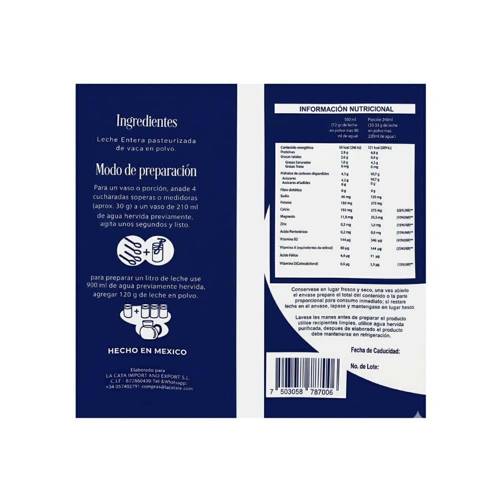 Leche en polvo entera La Cata (3 x 1 kg / 2.20 lb) - Miniatura 2