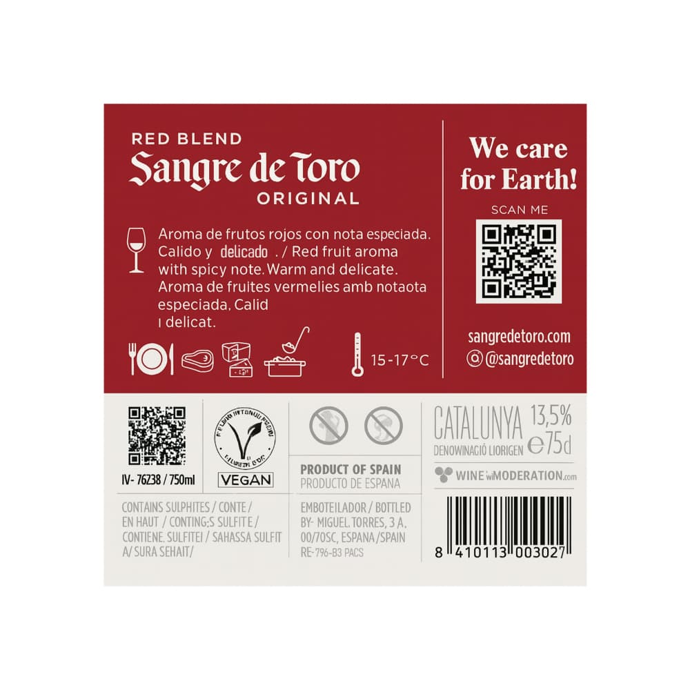 Vino tinto original Sangre de Toro (750 ml) - Miniatura 3