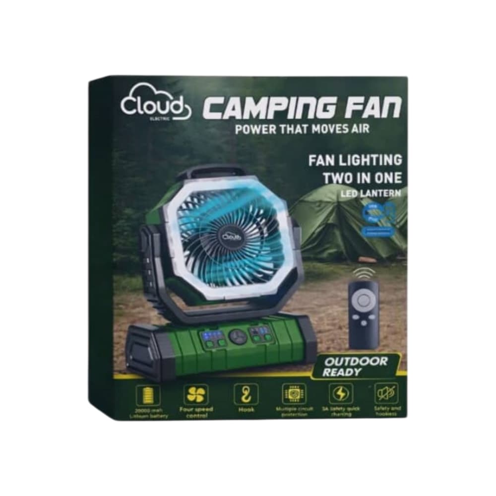 Ventilador verde recargable con luz LED F6 CEPFWS-B Cloud - Miniatura 3