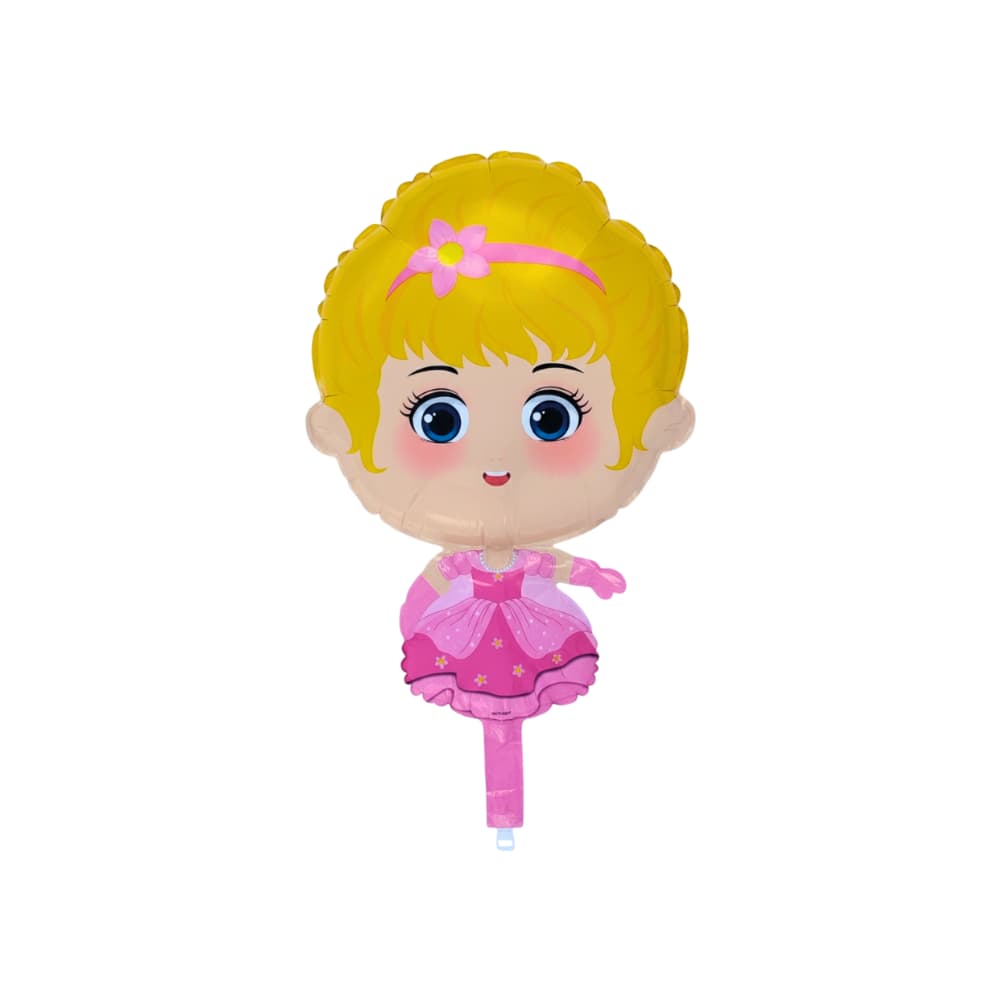 Globo metálico con forma de princesa rubia con vestido rosado para fiestas y cumpleaños DBCY - Miniatura 3