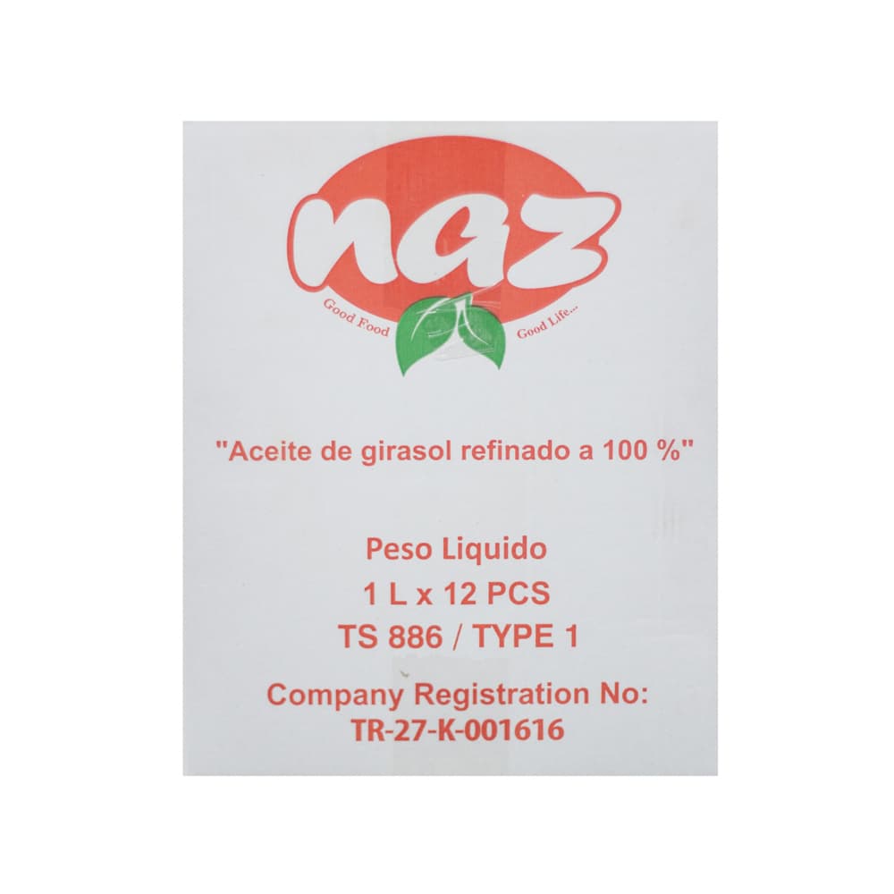 Caja de aceite de girasol Naz (12 x 1 L) - Miniatura 4