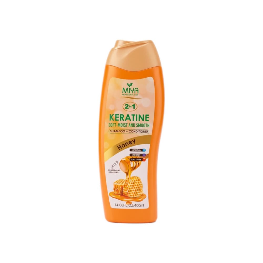 Champú + acondicionador cuidado profesional 2 en 1 keratina suave – hidratante y suavizante de miel MIYA (400 ml) - Miniatura 1