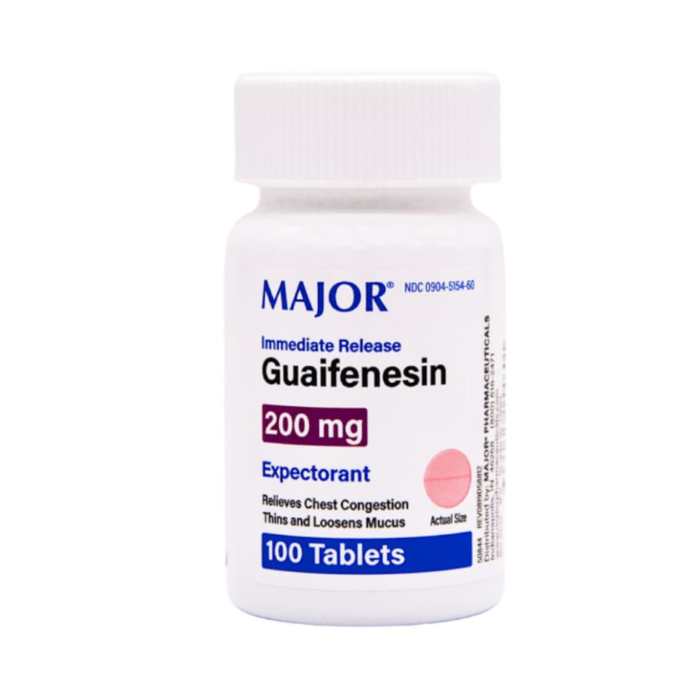 Guaifenesina 200 mg Major (100 tabletas) - Imagen 1