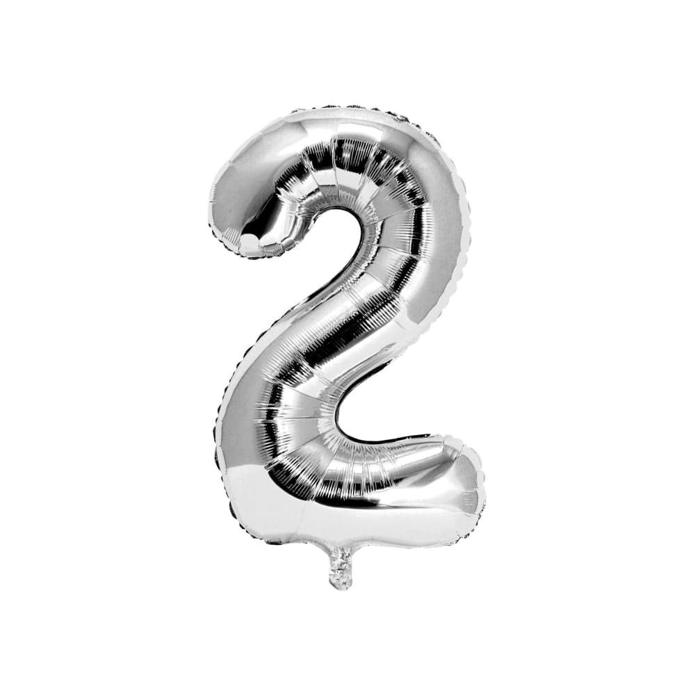 Globo plateado Número 2 Balloon (32 pulgadas) - Miniatura 3