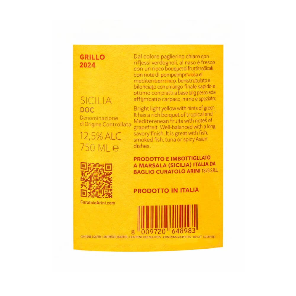 Vino blanco Grillo de Sicilia Curatolo Arini (750 ml) - Miniatura 3