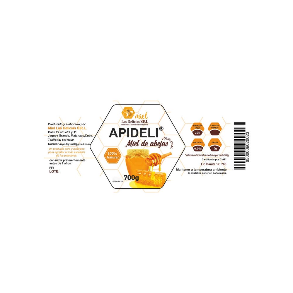 Miel de abeja natural Apideli (700 g / 1.54 lb) - Miniatura 2
