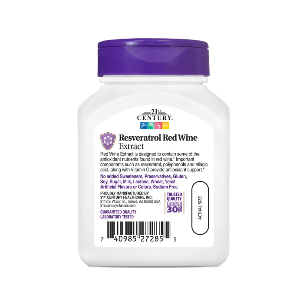 Extracto de vino tinto con resveratrol 21st Century (90 cápsulas) - Miniatura 4