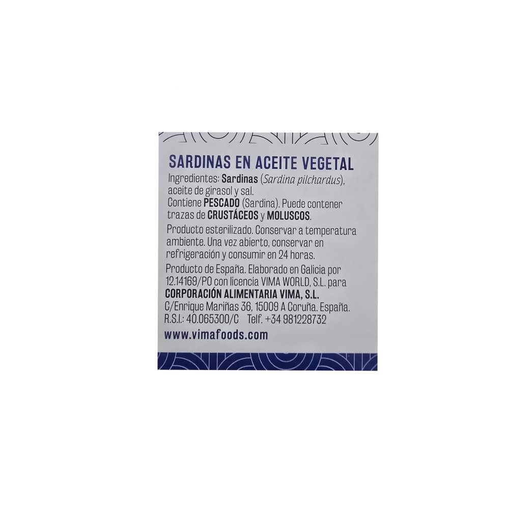 Sardinas en aceite vegetal Vima Foods (113 g / 3.98 oz) - Miniatura 4
