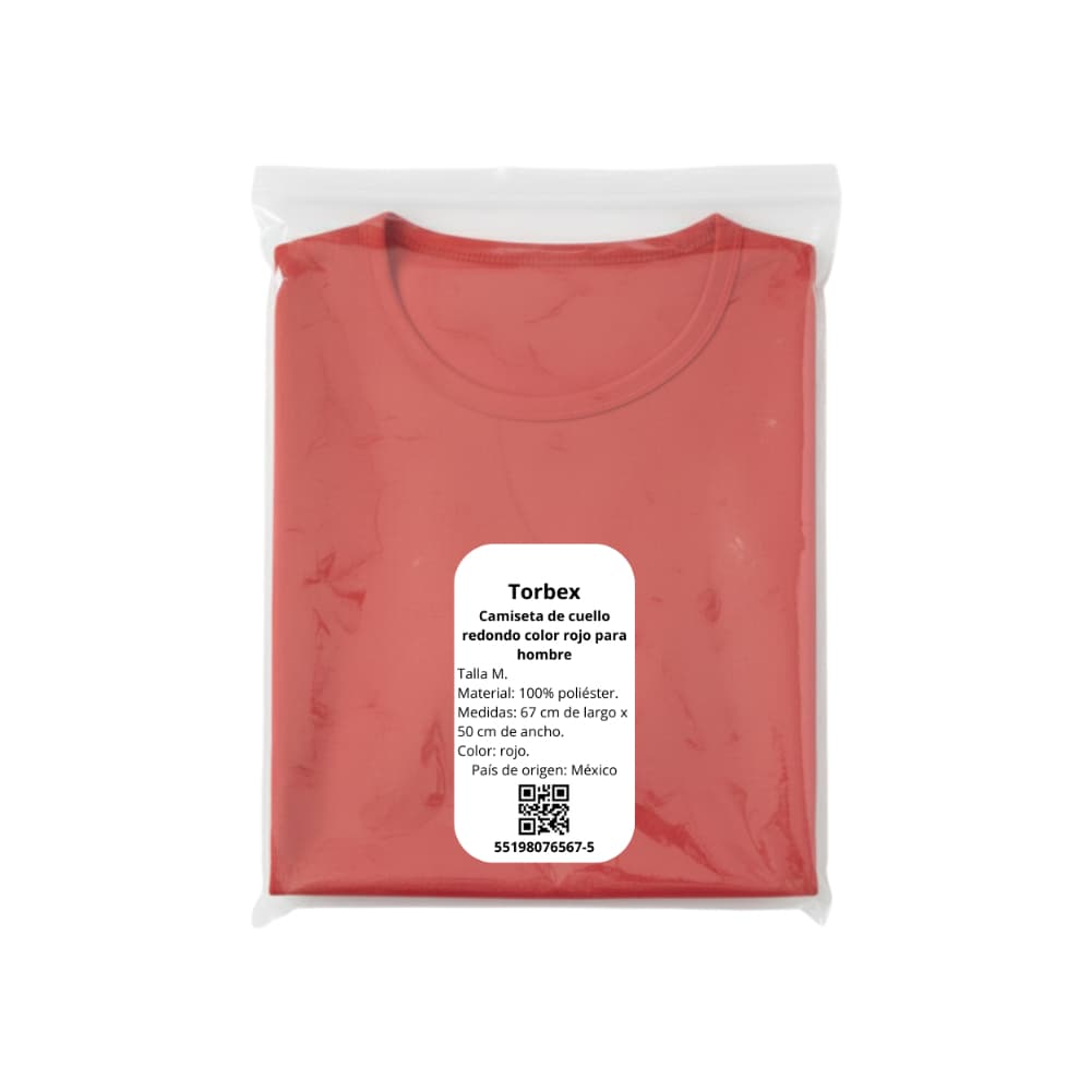 Camiseta de cuello redondo color rojo para hombre Torbex (Talla M) - Miniatura 4