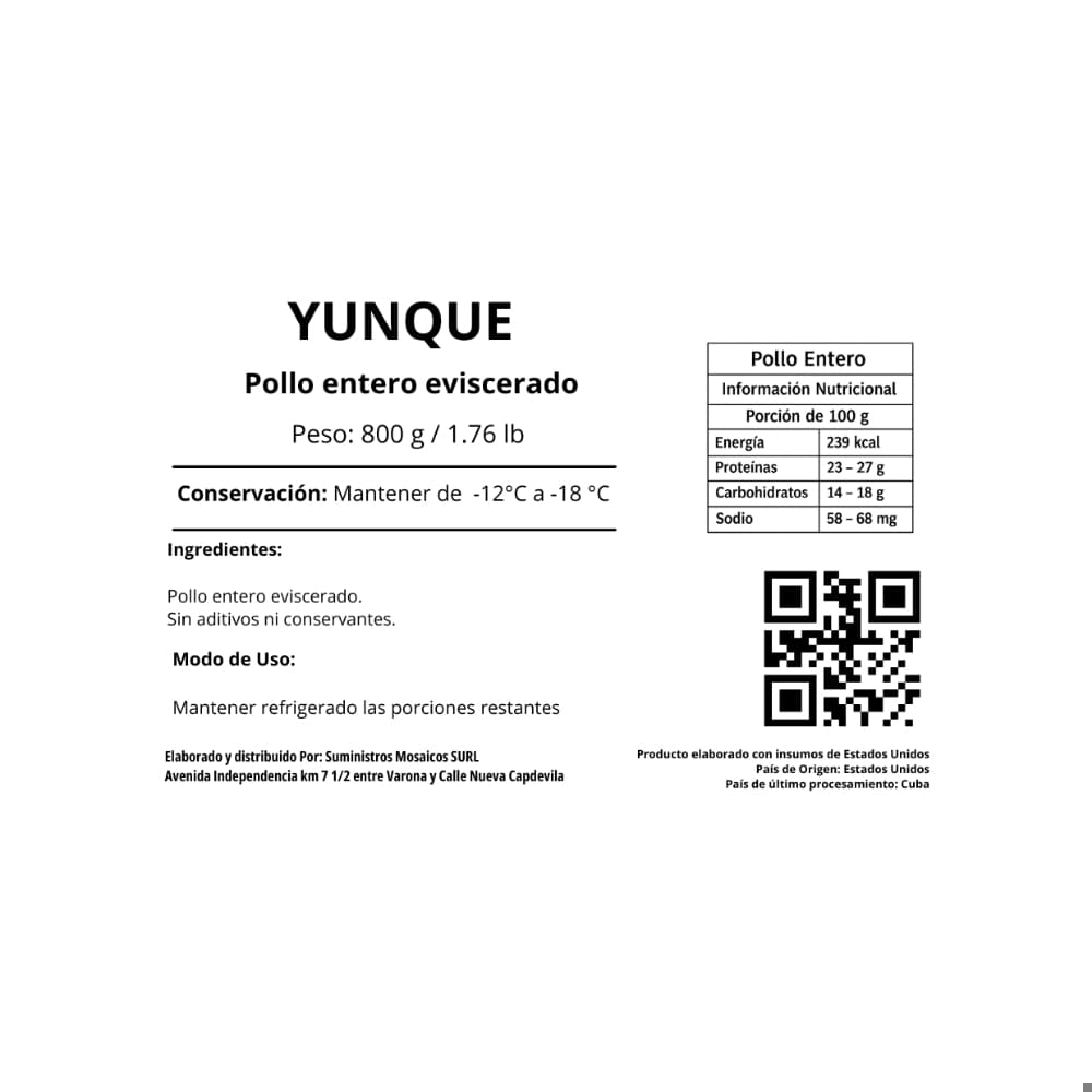 Pollo entero eviscerado Yunque (800 g / 1.76 lb) - Miniatura 3