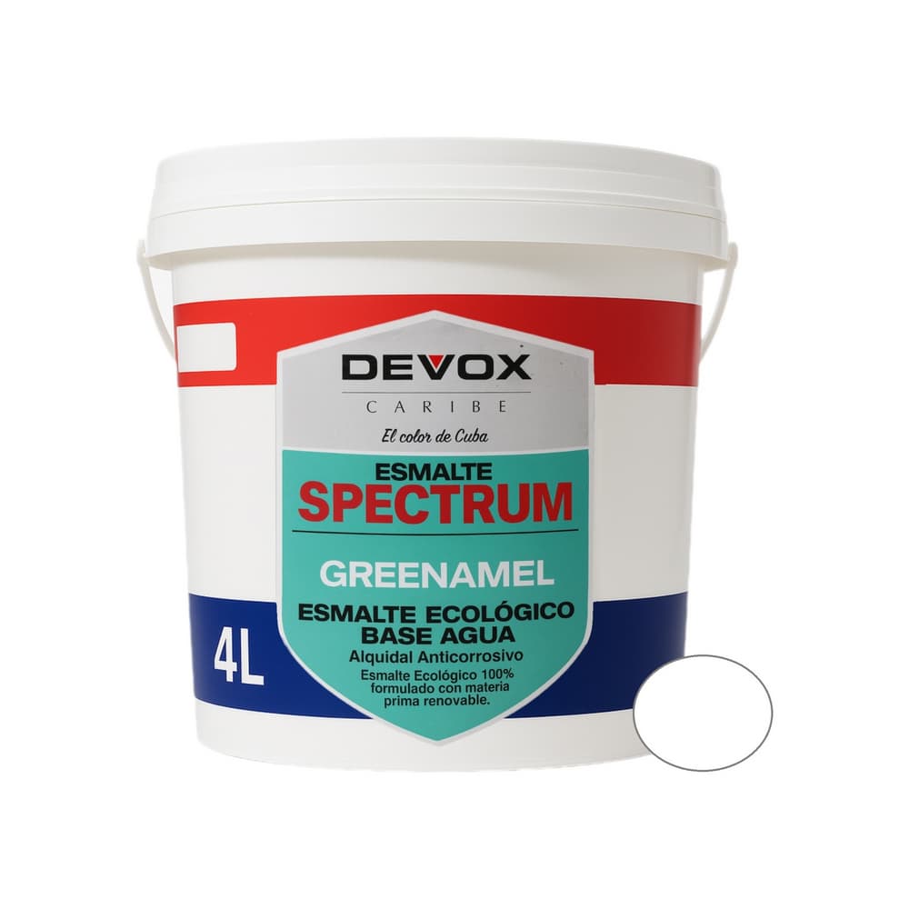 Pintura esmalte ecológico color blanco Greenamel Devox Caribe (4 L) - Imagen 1