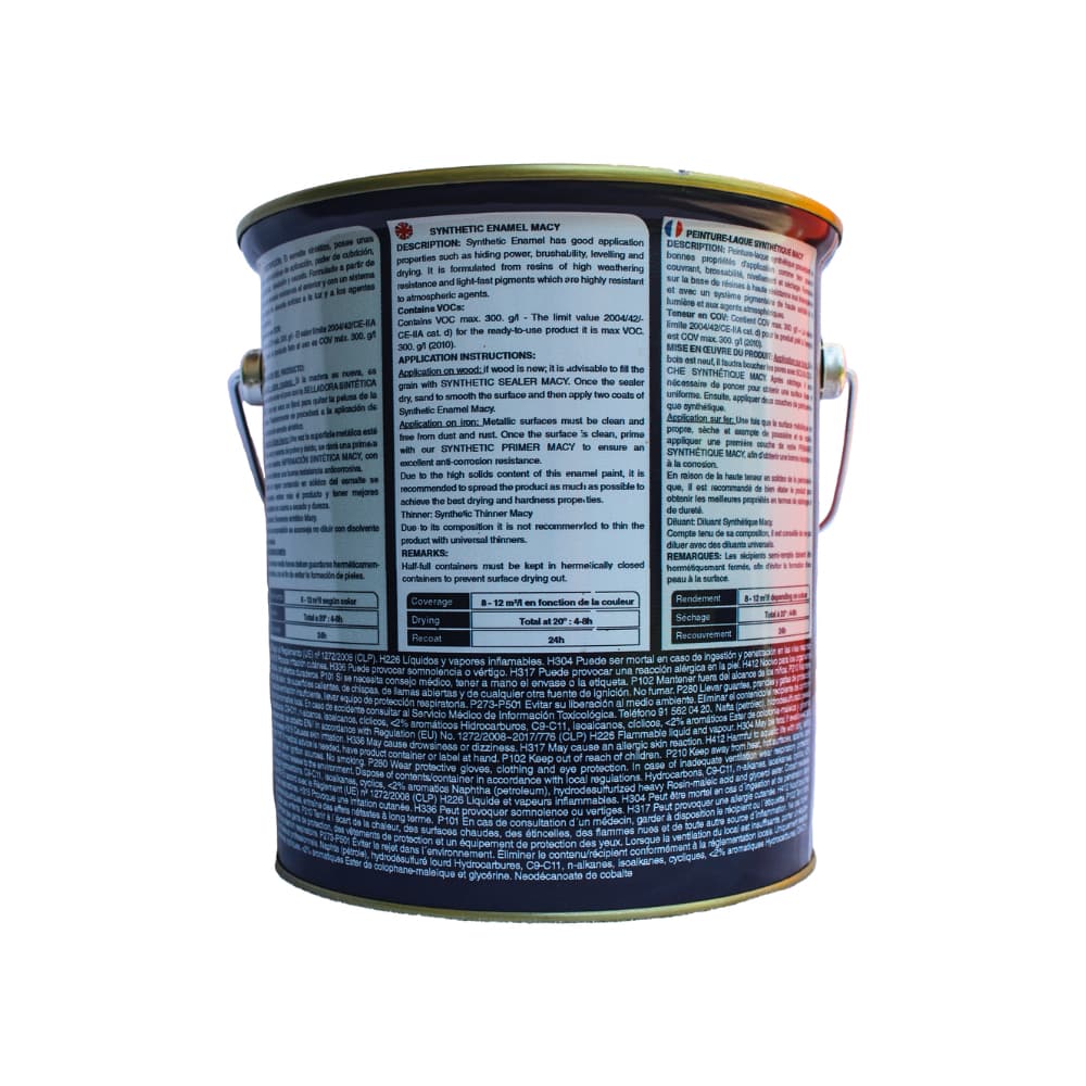 Esmalte sintético multisuperficies interior y exterior base disolvente color blanco brillo Macy (4 L) - Miniatura 2