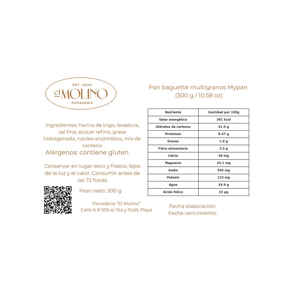 Pan baguette multigranos El Molino (300 g / 10.58 oz) - Miniatura 4