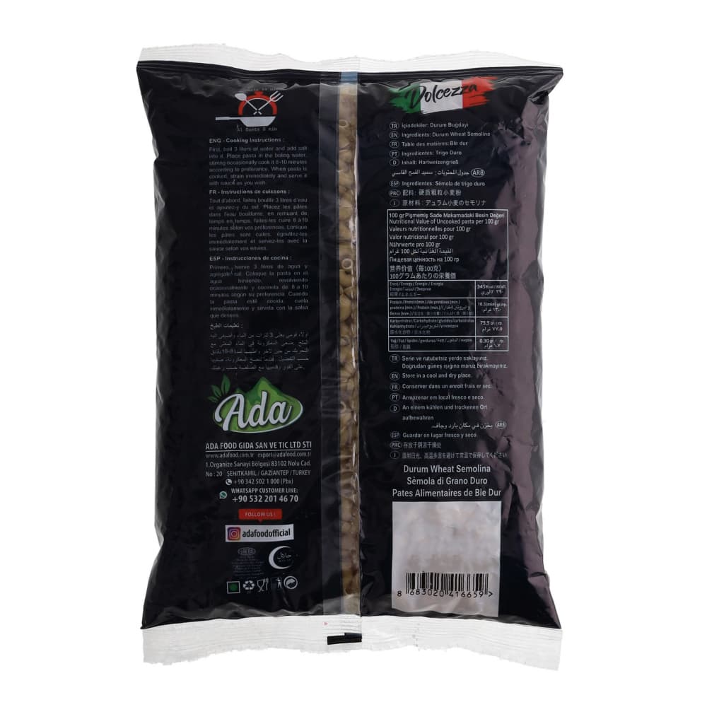 Pasta corta - macarrones Dolcezza Ada (500 g / 1.1 lb) - Miniatura 3