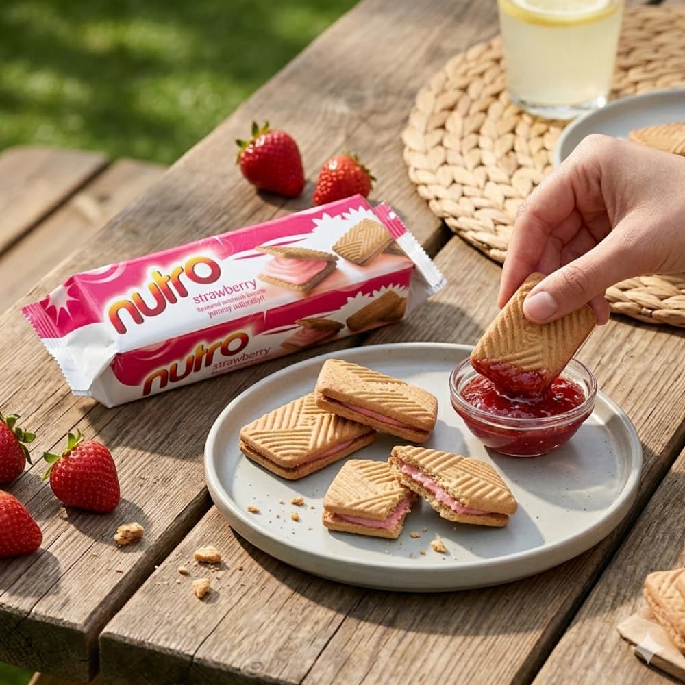 Galletas sándwich con crema sabor fresa Nutro (30 g / 1.06 oz) - Miniatura 4