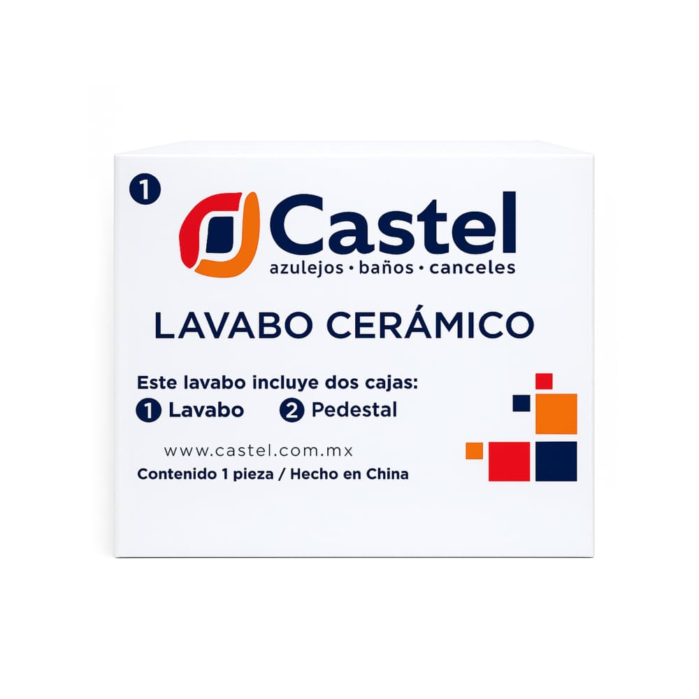 Lavabo - Lavamanos cerámico blanco con pedestal Castel - Miniatura 4