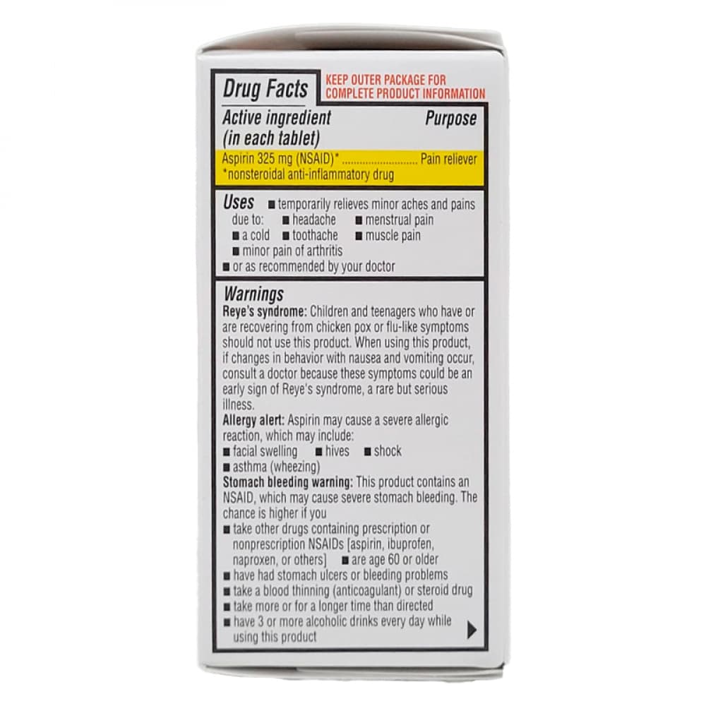 Aspirina. Ácido acetilsalicílico 325 mg Rugby (100 tabletas) - Miniatura 4