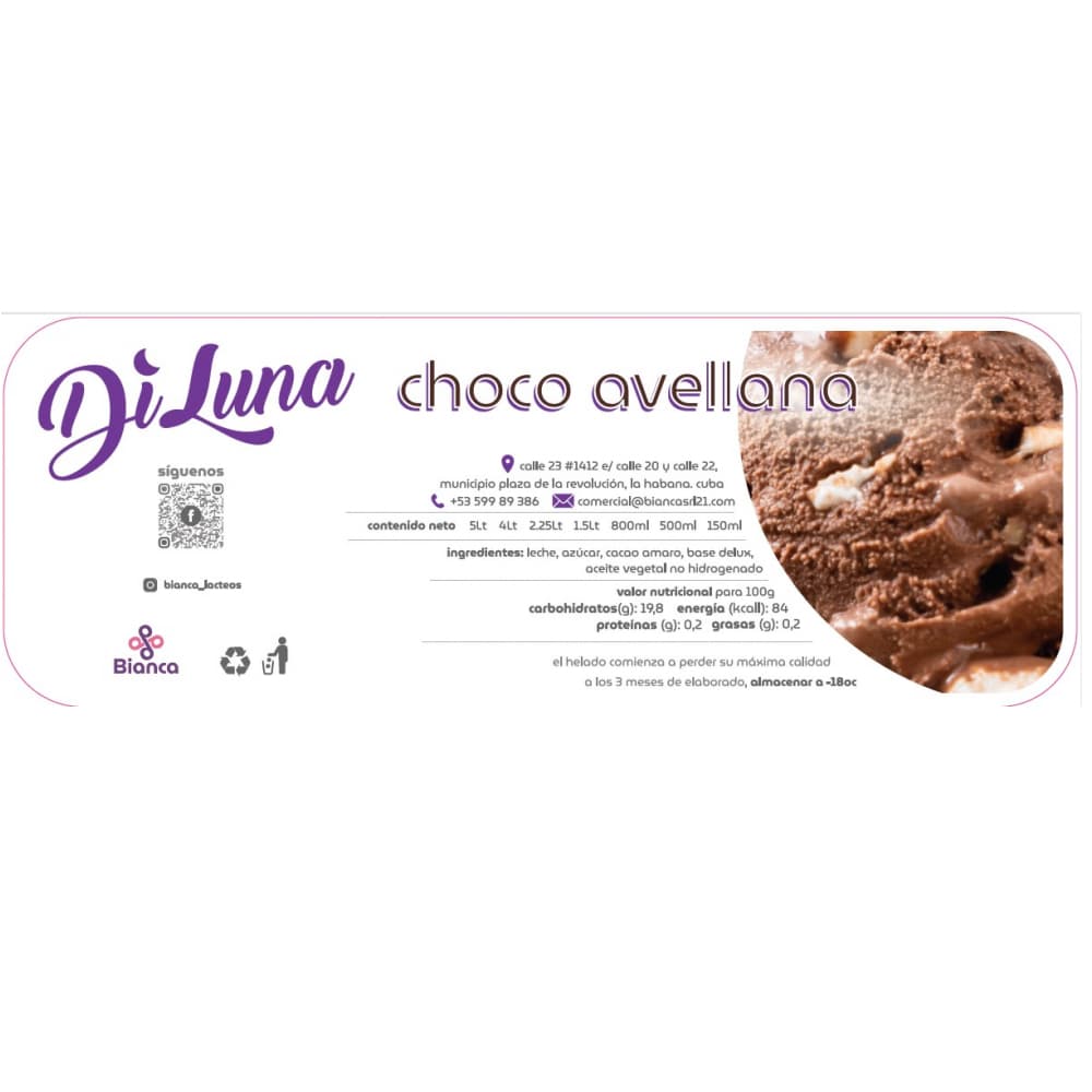 Helado sabor choco avellana DiLuna (4 L) - Miniatura 2