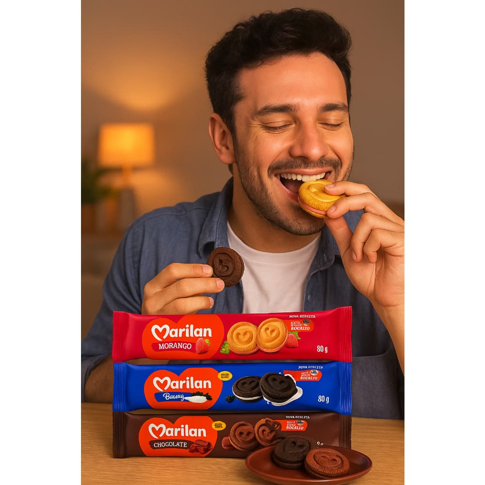 Combo galleta dulce sabor chocolate con relleno sabor a vainilla Marilan (80 g / 2.82 oz)+galleta dulce sabor chocolate con relleno sabor a fresa Marilan (80 g / 2.82 oz) - Miniatura 4