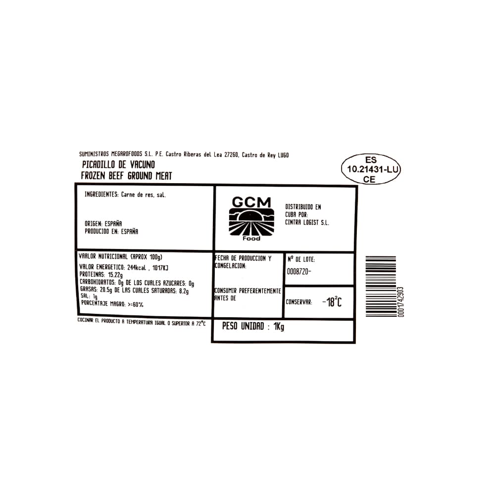 Picadillo de res GCM Food (1 kg / 2.2 lb) - Miniatura 3