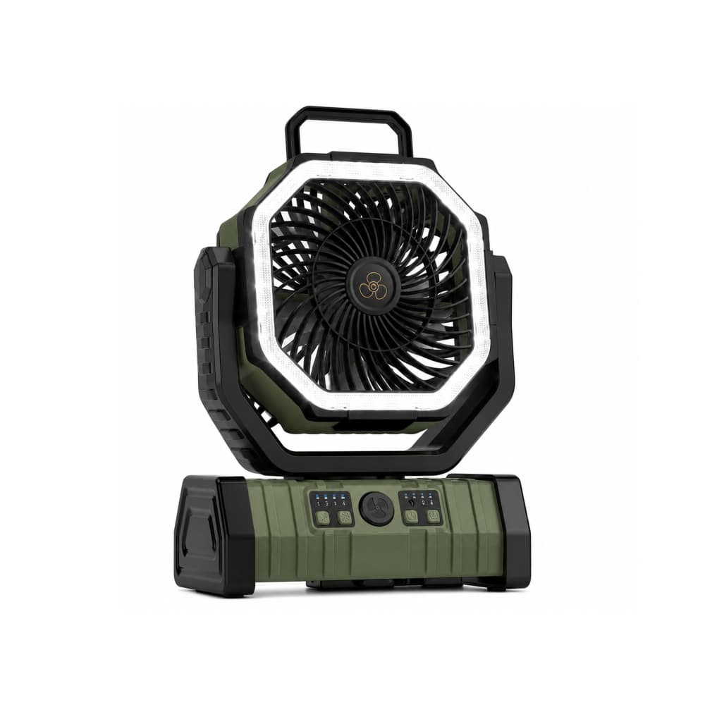 Ventilador portátil recargable color verde con linterna LED 20000 mAh Outdoor Fan F6 - Miniatura 1