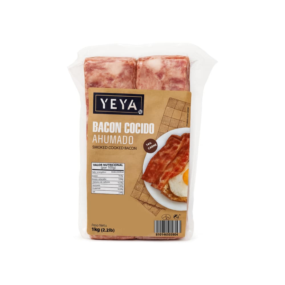 Bacon cocido ahumado YEYA (1kg / 2.2 lb) - Imagen 1