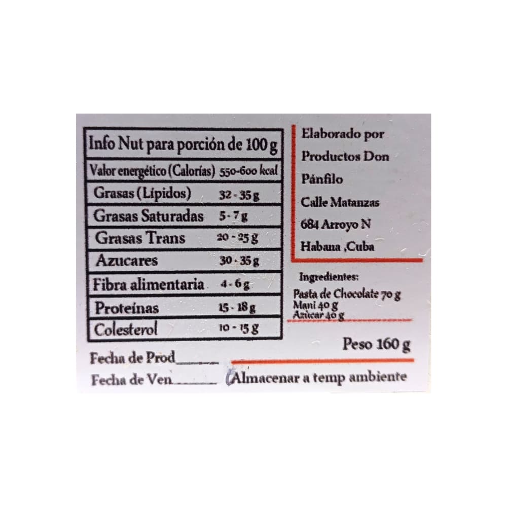 Turrón de chocolate y maní Don Pánfilo (160 g / 5.6 oz) - Miniatura 3