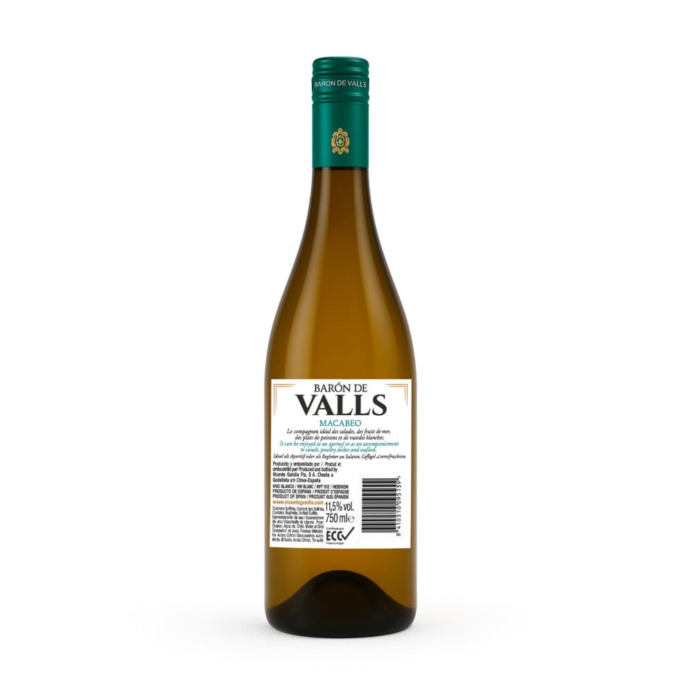 Vino blanco Macabeo Barón de Valls (750 ml) - Miniatura 2