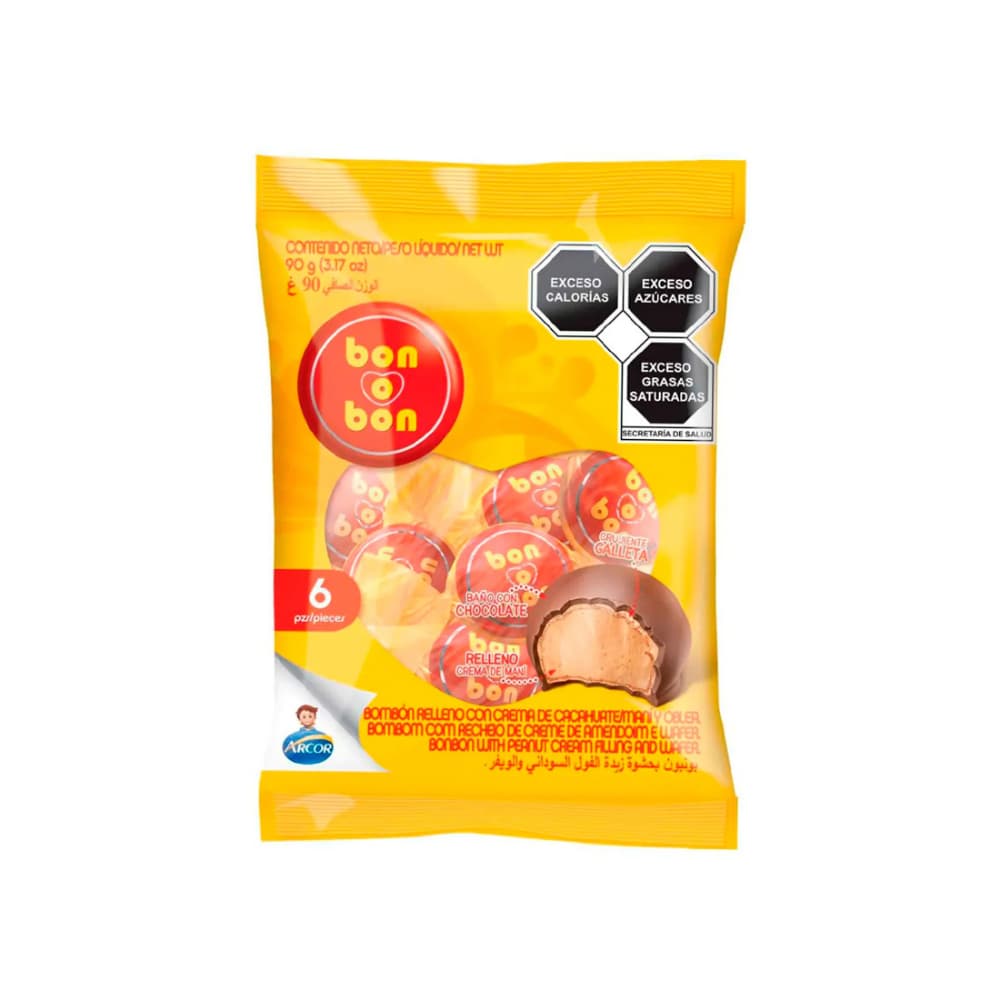 Bombón relleno con crema de cacahuate y oblea Bon o Bon (90 g / 3.1 oz) - Miniatura 4