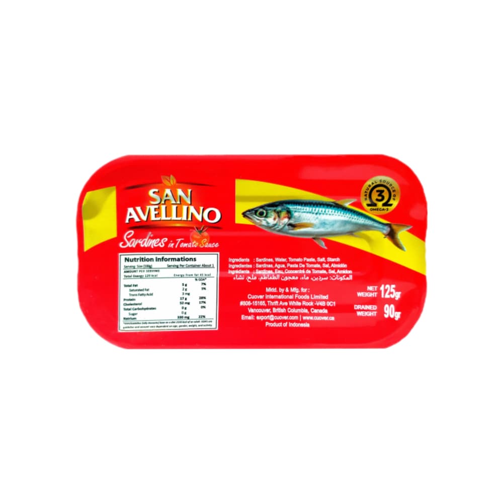 Sardinas en salsa de tomate San Avellino (4 x 125 g / 4.41 oz) - Miniatura 2