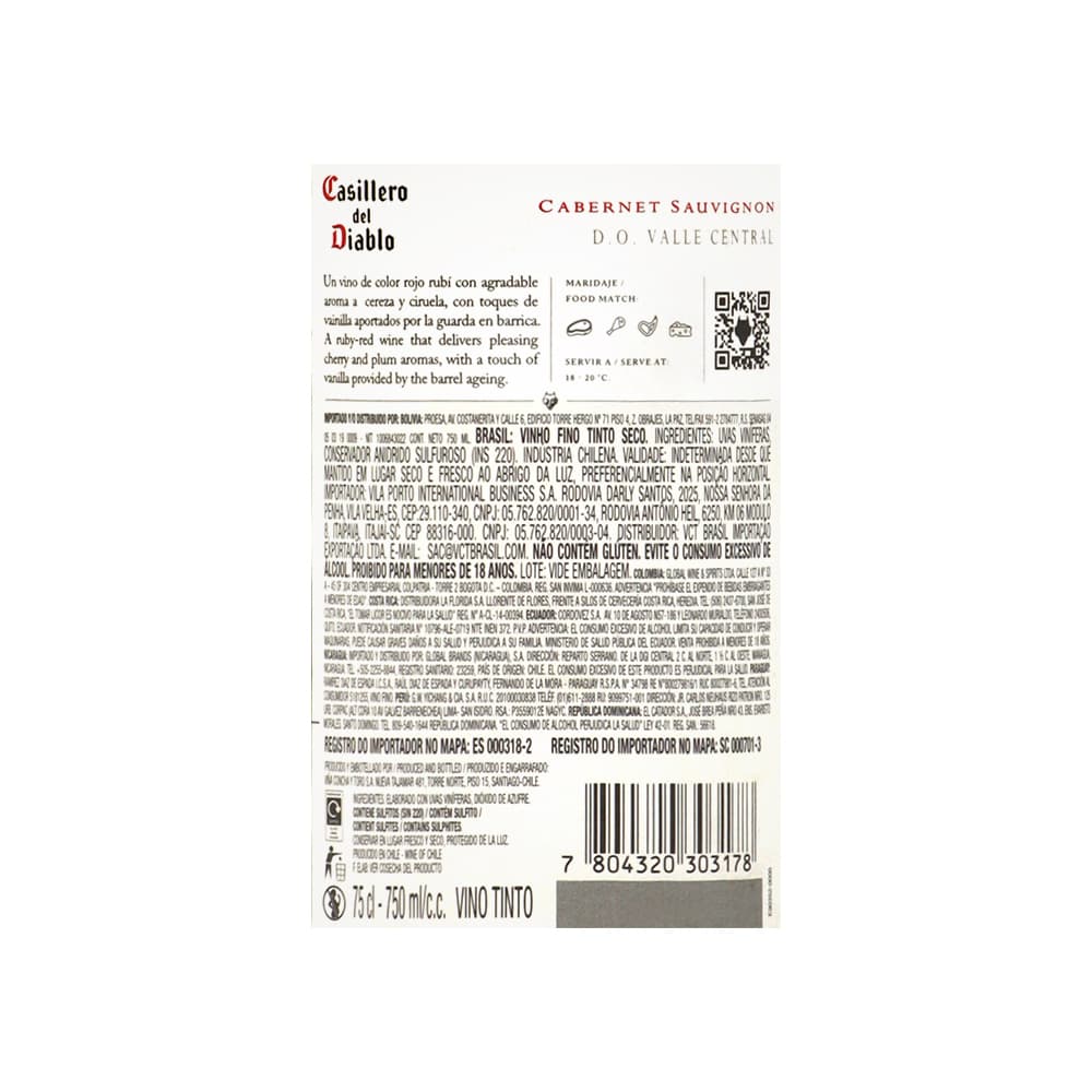 Vino tinto Cabernet Sauvignon Casillero del Diablo (750 ml) - Miniatura 3