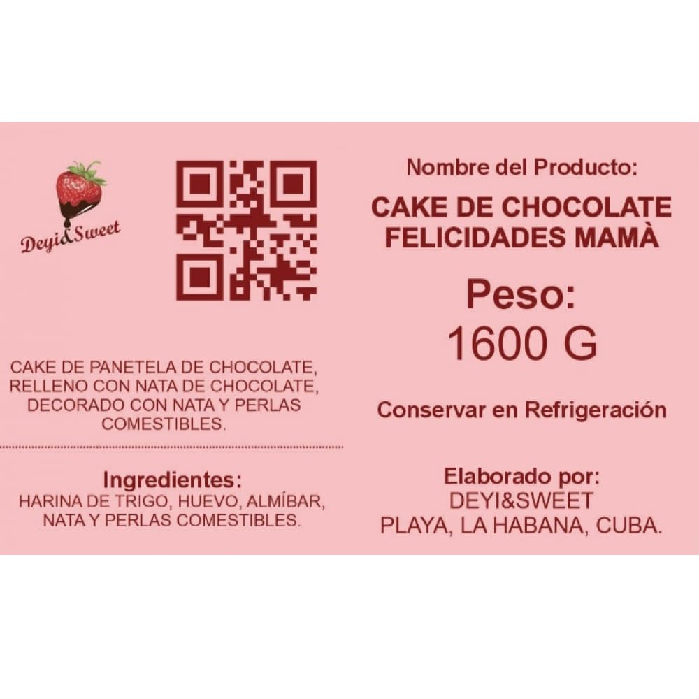 Cake de chocolate Felicidades Mamá Deyi&Sweet (12 personas) - Miniatura 4
