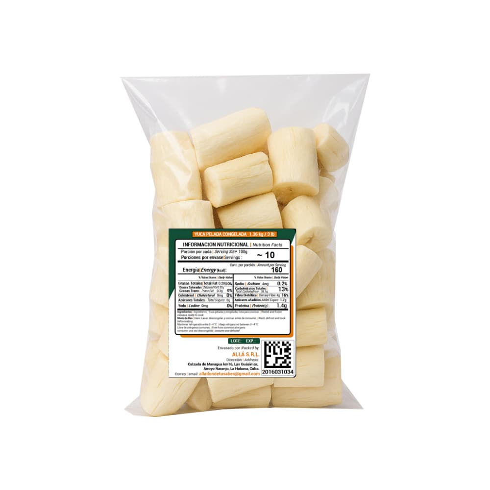 Yuca pelada congelada ALLÁ (1.36 kg / 3 lb) - Miniatura 3