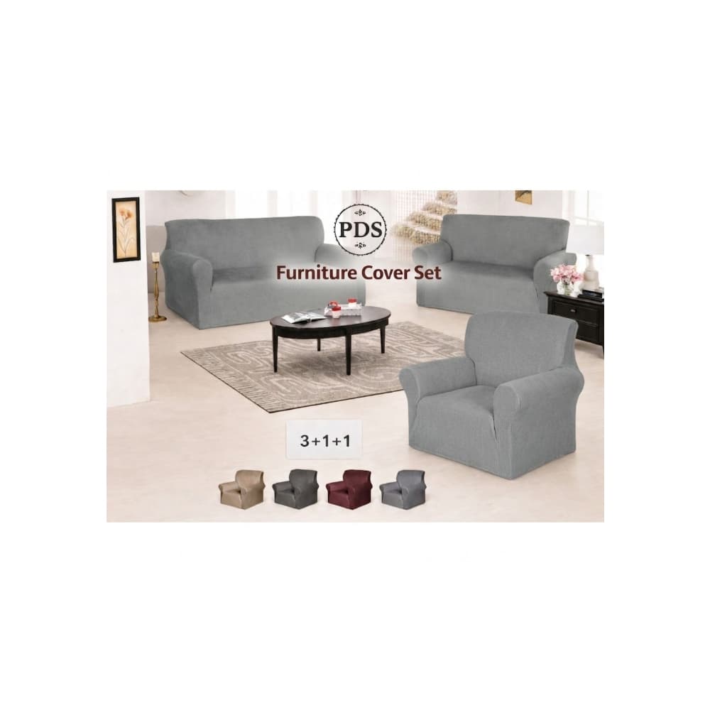 Juego de fundas de tres piezas gris claro para muebles PDS - Miniatura 2
