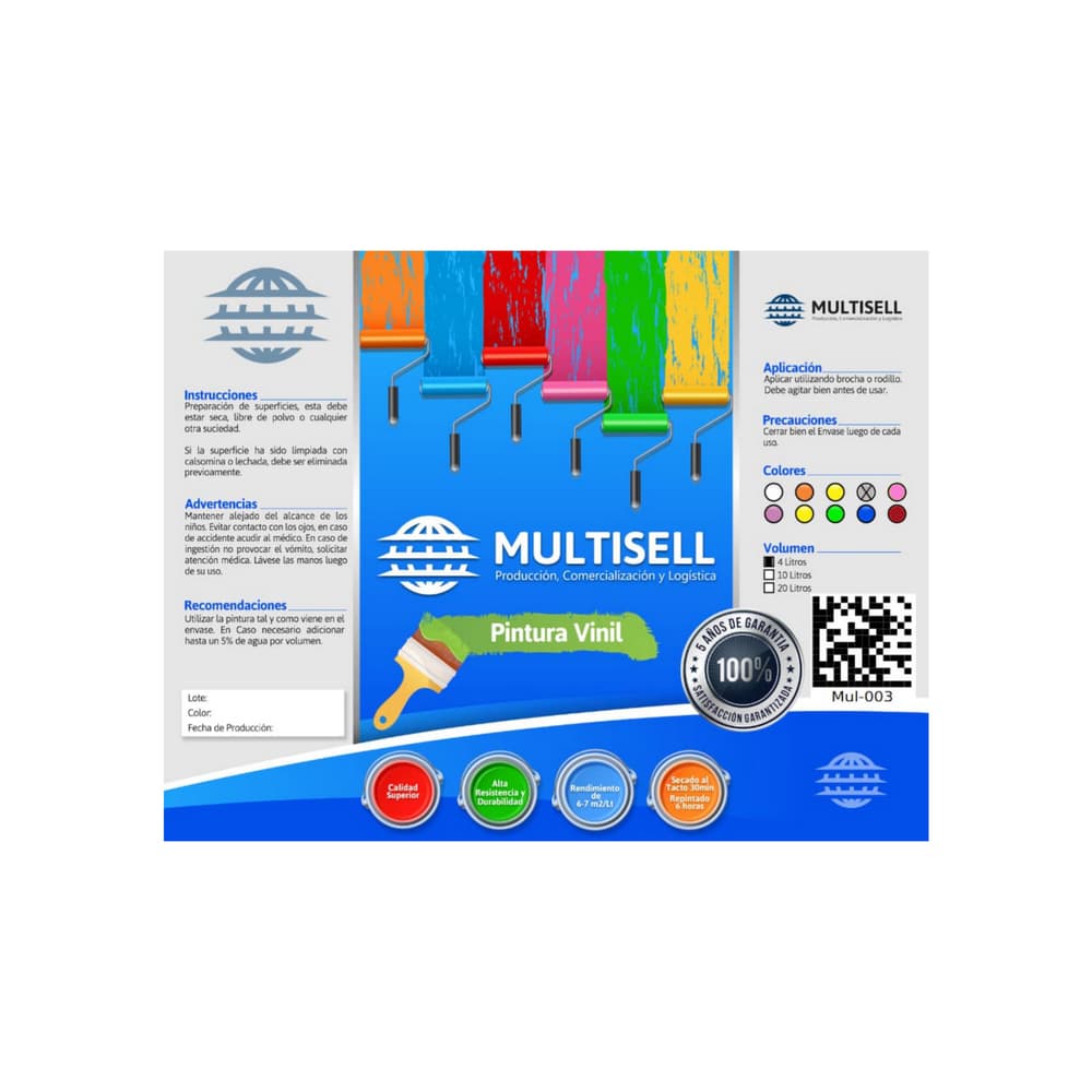 Pintura vinil color gris claro Multisell (4 L) - Miniatura 3