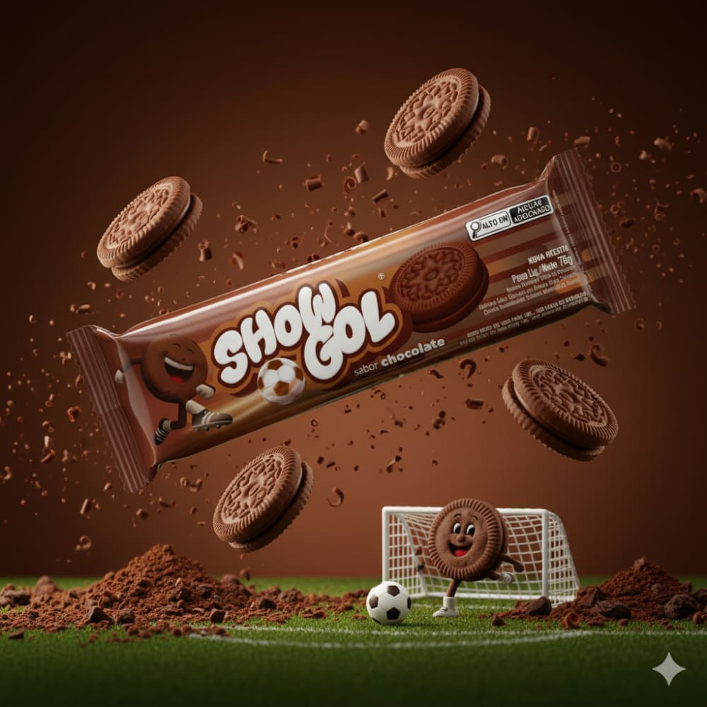 Galletas sabor chocolate rellenas con crema sabor a chocolate Show Gol (12 x 76 g / 2.68 oz) - Miniatura 4