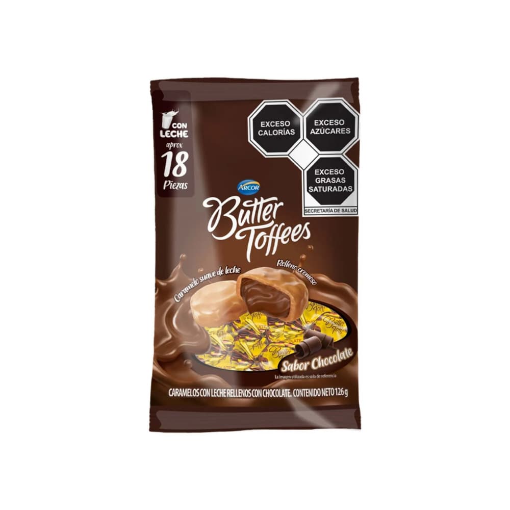 Caramelos con leche rellenos con chocolate Butter Toffees Arcor (126 g / 4.44 oz) - Miniatura 1