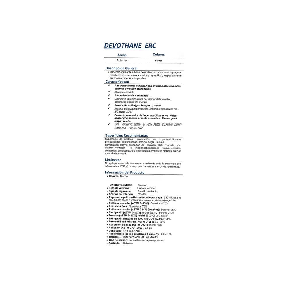Pintura devothane erc impermeabilizante poliuretano color blanco Devox Caribe (4 L) - Miniatura 3