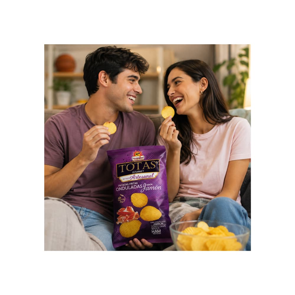 Patatas fritas onduladas sabor jamón Totas Gourmet (130 g / 4.58 oz) - Miniatura 5