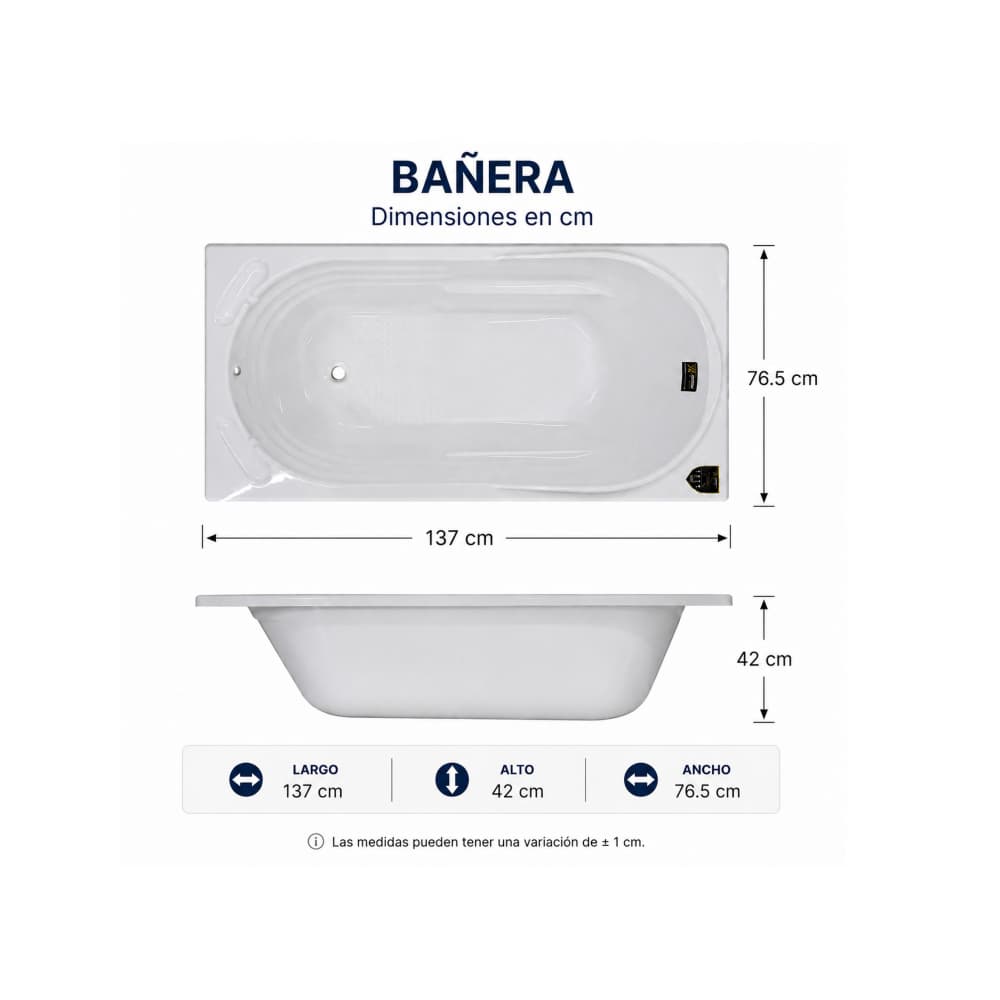 Bañera acrílica rectangular color blanco Zeric Modelo SFS-2 - Miniatura 6