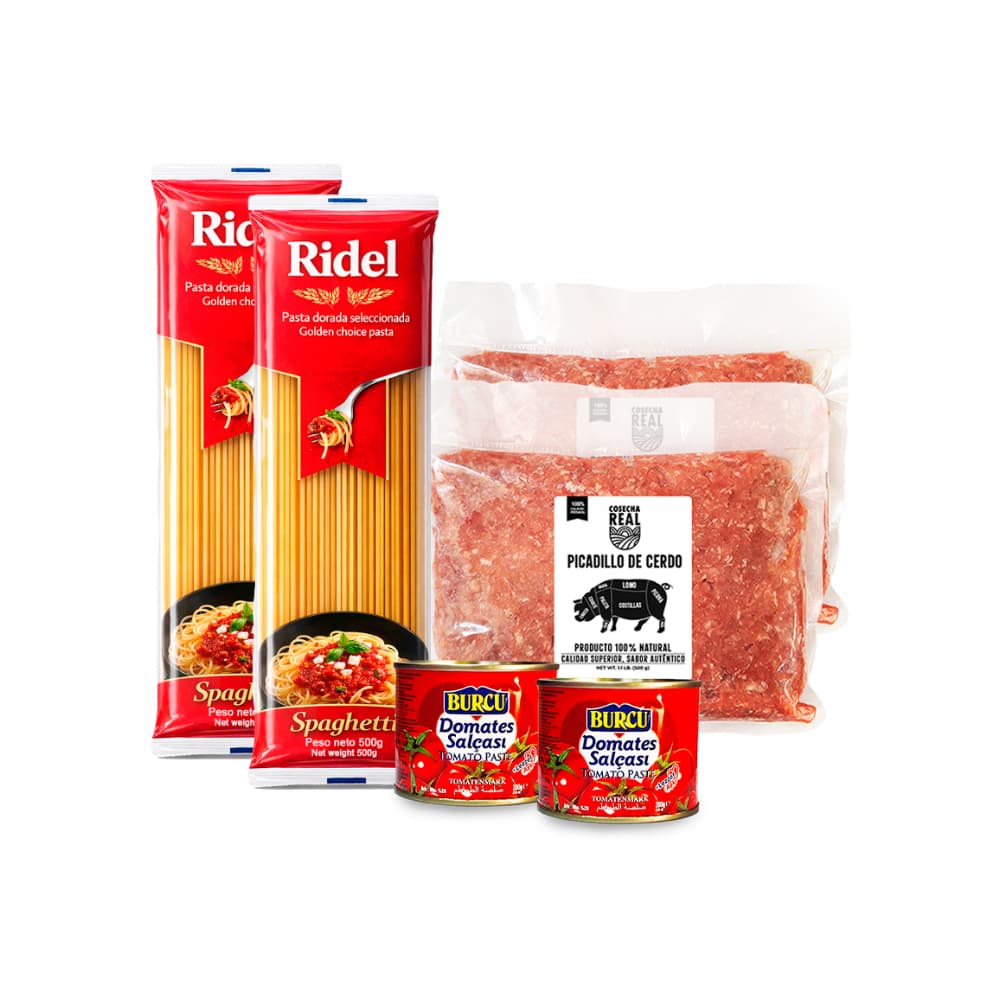 Combo para espaguetis #11: Espaguetis Ridel + Pasta de tomate Burcu + Picadillo de cerdo Cosecha Real - Miniatura 1