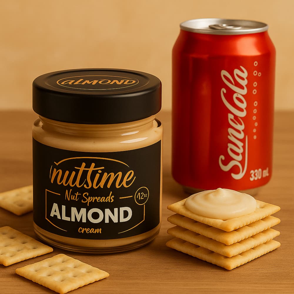 Refresco gaseado de cola + Galletas de Soda + Crema de almendras para untar - Miniatura 2