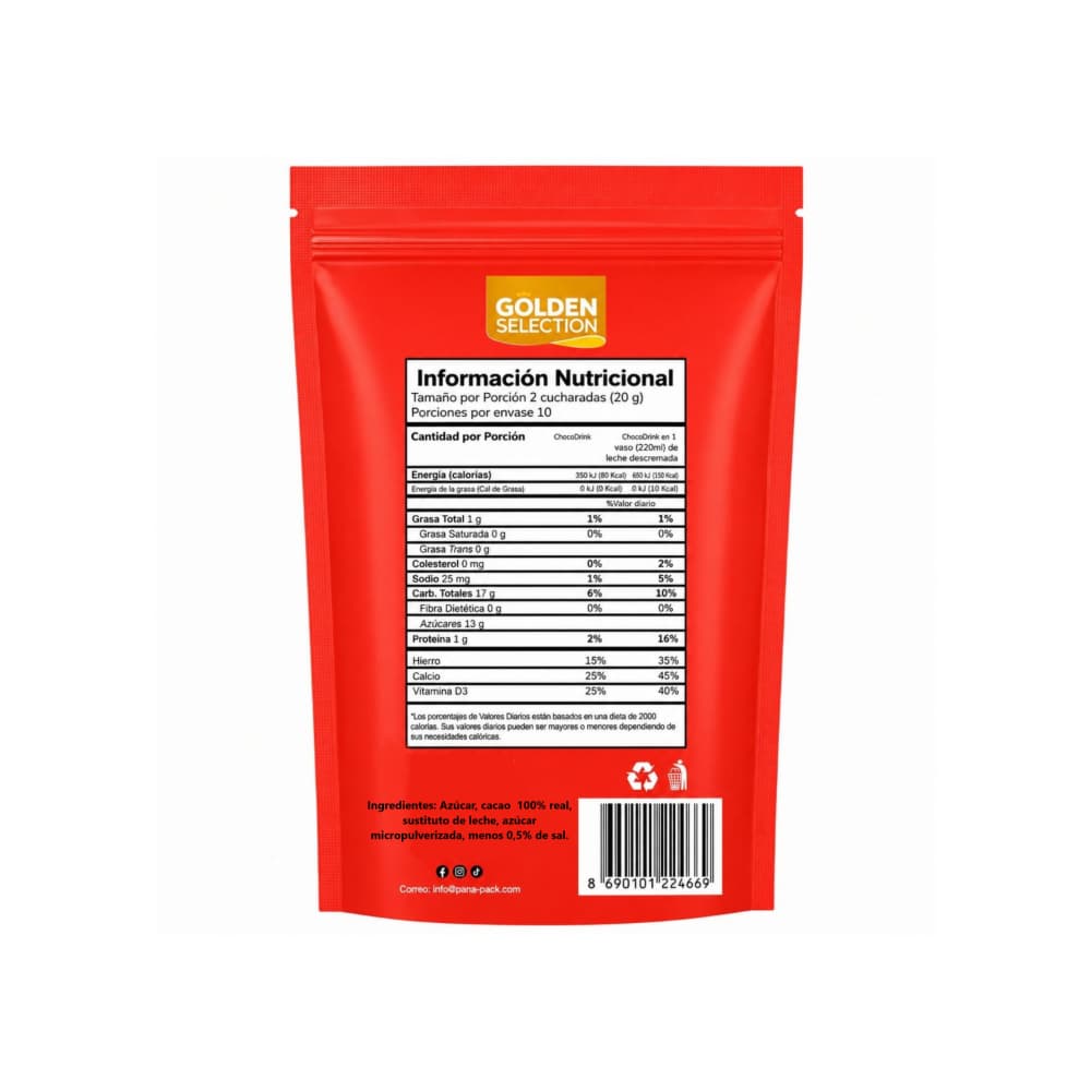Bebida en polvo sabor chocolate Golden Selection (200 g / 7.05 oz) - Miniatura 2