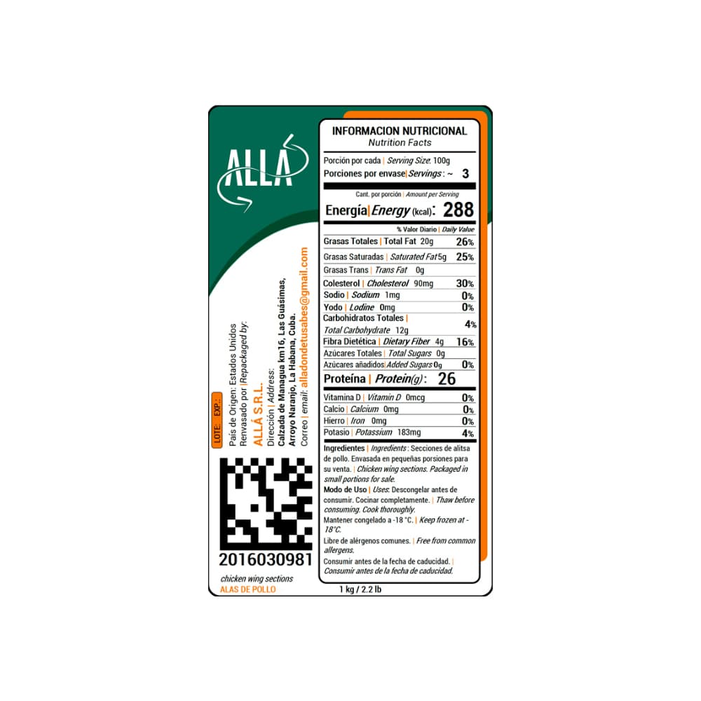 Alas de pollo ALLÁ (1 kg / 2.2 lb) - Miniatura 4